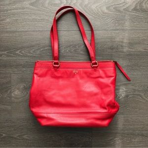 Fossil red leather tote